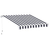 Polyester Manual Retractable Awning 250cm Wide x 237cm Depth With White Stripes - Velmora