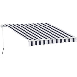 Polyester Manual Retractable Awning 250cm Wide x 237cm Depth With White Stripes - Velmora