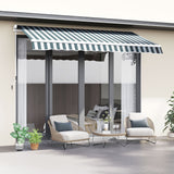 Polyester Manual Retractable Awning 250cm Wide x 237cm Depth With White Stripes - Velmora