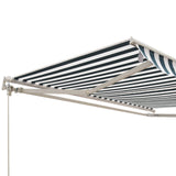 Polyester Manual Retractable Awning 250cm Wide x 237cm Depth With White Stripes - Velmora