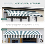 Polyester Manual Retractable Awning 250cm Wide x 237cm Depth With White Stripes - Velmora