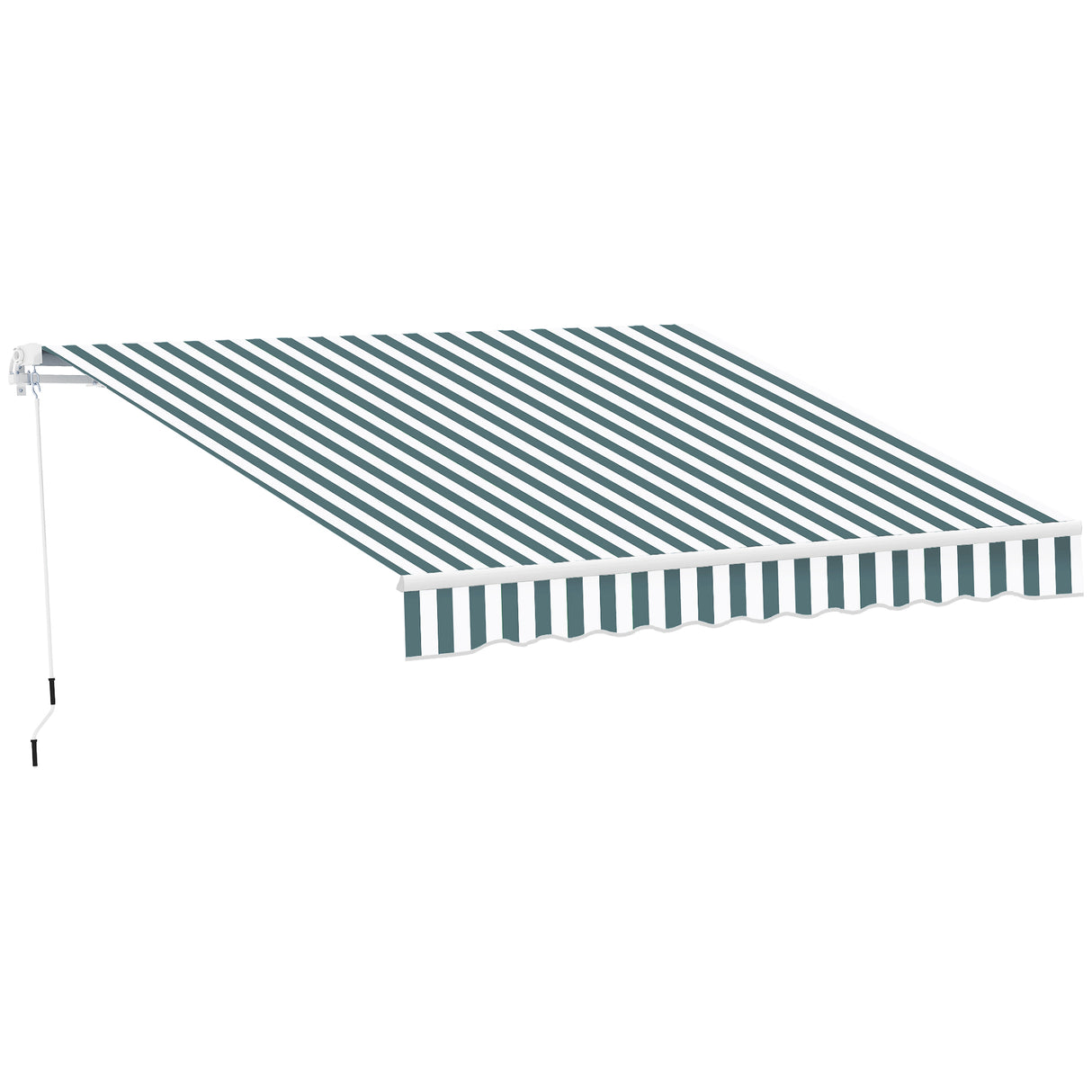 Polyester Manual Retractable Awning 250cm Wide x 237cm Depth With White Stripes - Velmora