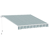 Polyester Manual Retractable Awning 250cm Wide x 237cm Depth With White Stripes - Velmora