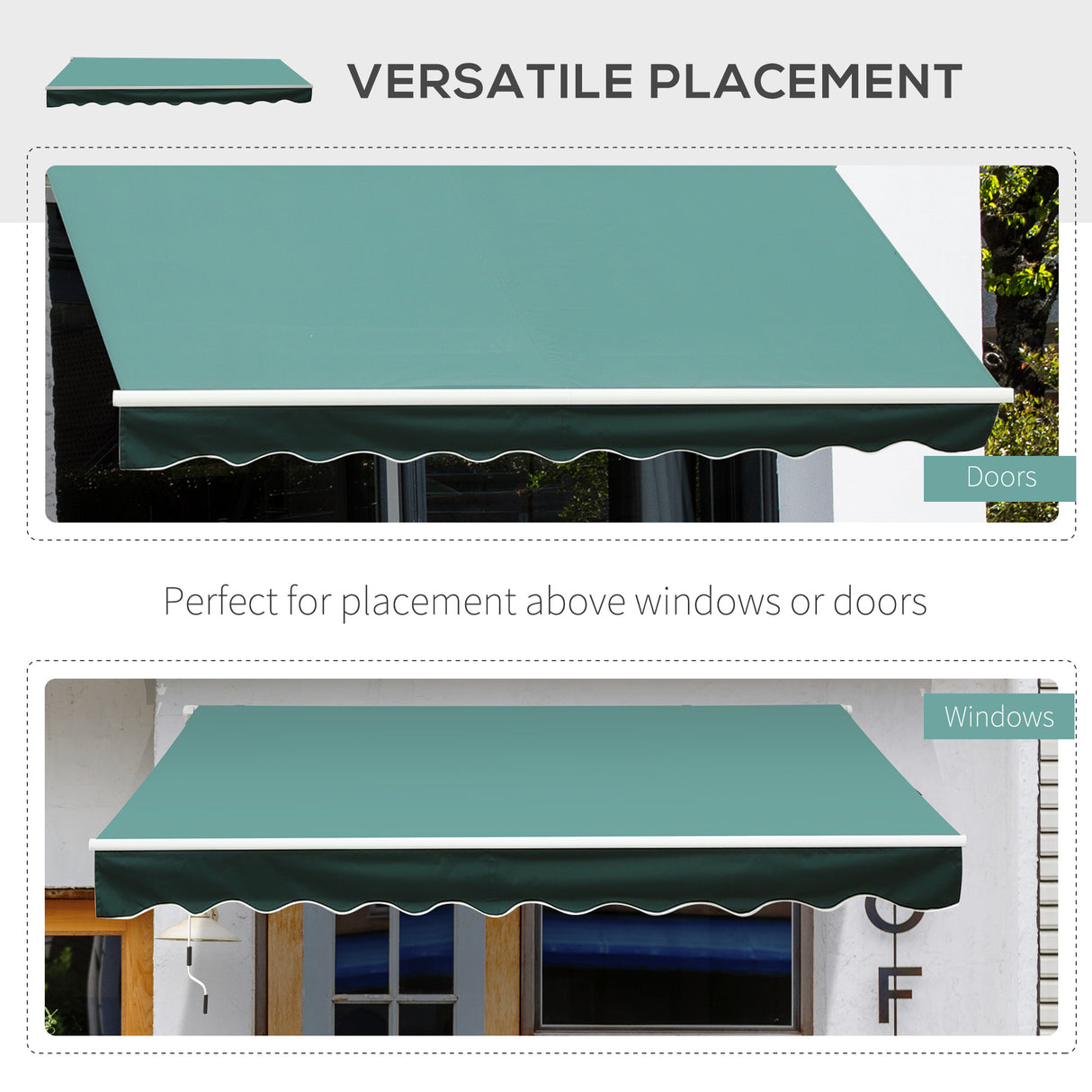 Polyester Manual Retractable Awning 295cm Wide x 250cm Depth - Velmora