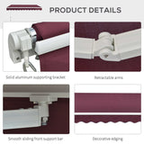 Polyester Manual Retractable Awning 295cm Wide x 250cm Depth - Velmora