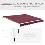 Polyester Manual Retractable Awning 295cm Wide x 250cm Depth - Velmora