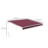 Polyester Manual Retractable Awning 295cm Wide x 250cm Depth - Velmora