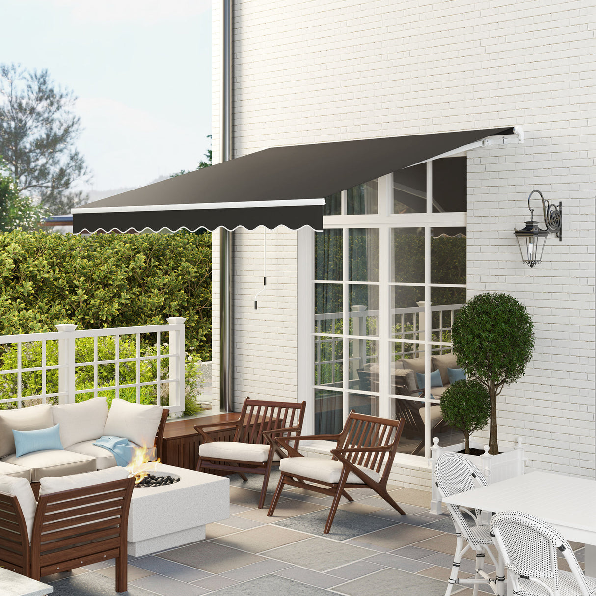 Polyester Manual Retractable Awning 295cm Wide x 250cm Depth - Velmora