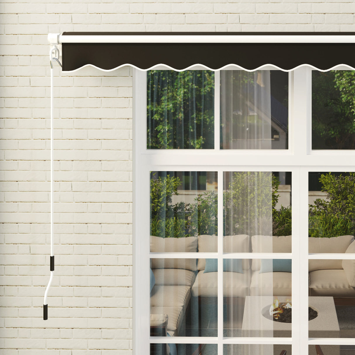 Polyester Manual Retractable Awning 295cm Wide x 250cm Depth - Velmora