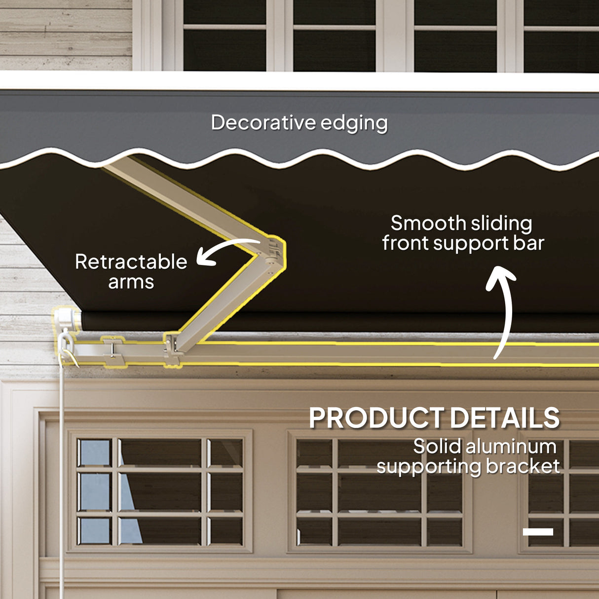 Polyester Manual Retractable Awning 295cm Wide x 250cm Depth - Velmora