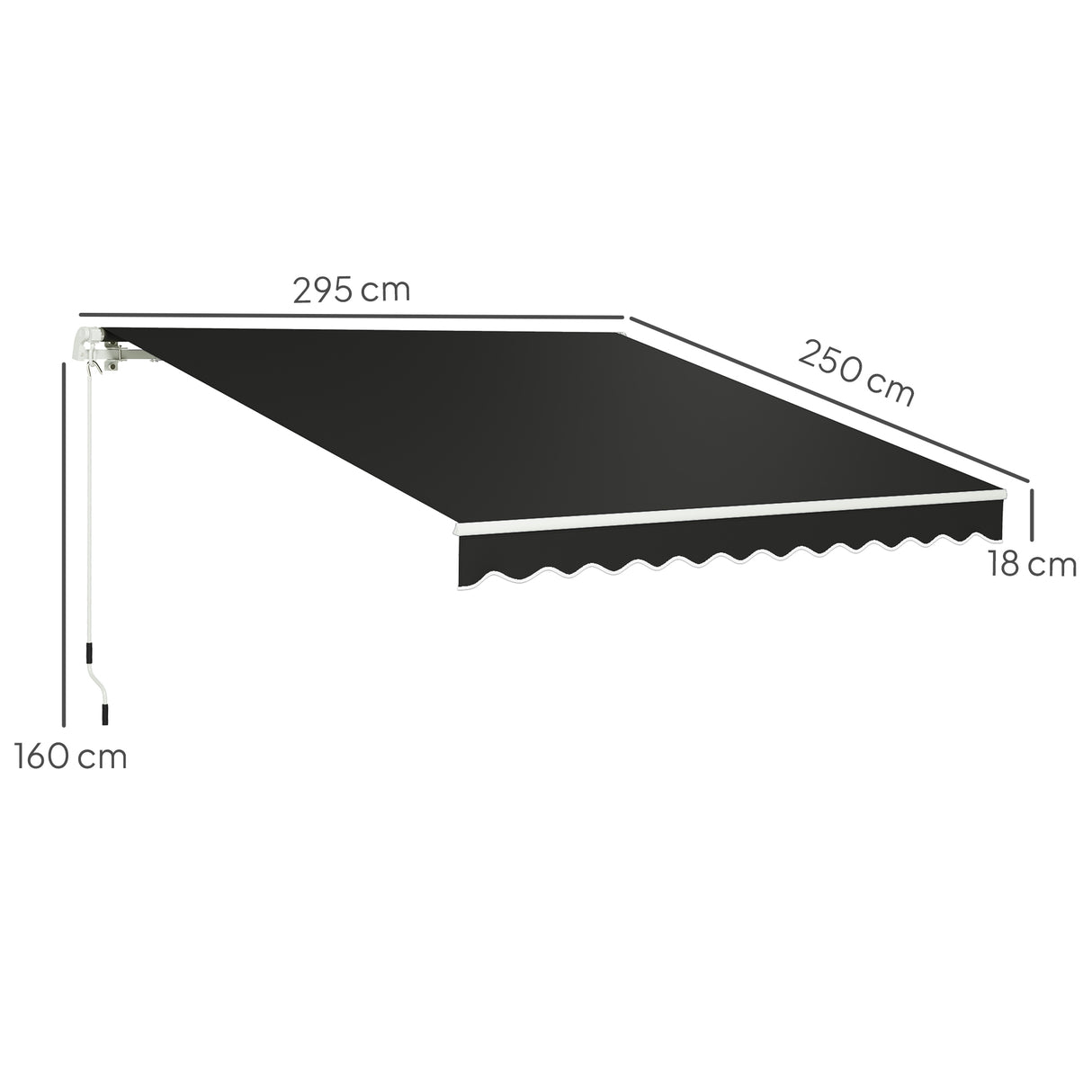 Polyester Manual Retractable Awning 295cm Wide x 250cm Depth - Velmora