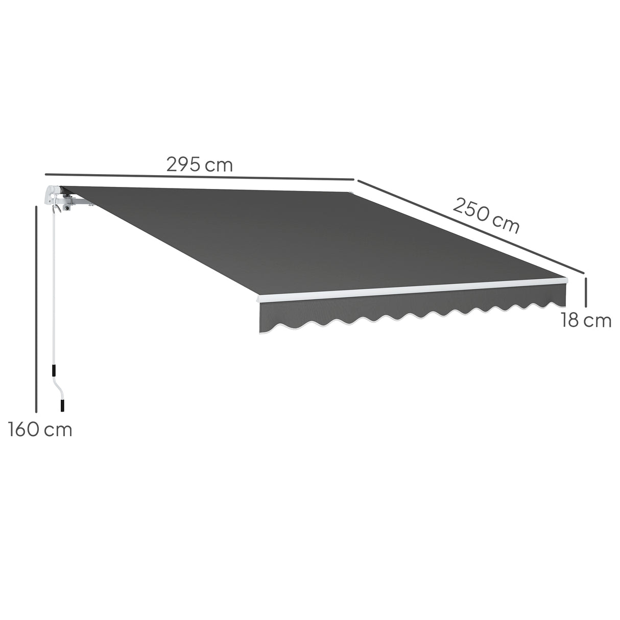 Polyester Manual Retractable Awning 295cm Wide x 250cm Depth - Velmora