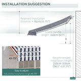 Polyester Manual Retractable Awning 295cm Wide x 250cm Depth With White Stripes - Velmora