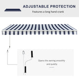 Polyester Manual Retractable Awning 295cm Wide x 250cm Depth With White Stripes - Velmora