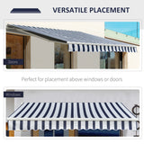 Polyester Manual Retractable Awning 295cm Wide x 250cm Depth With White Stripes - Velmora
