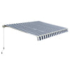 Polyester Manual Retractable Awning 295cm Wide x 250cm Depth With White Stripes - Velmora