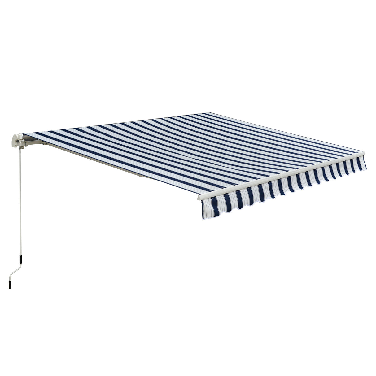 Polyester Manual Retractable Awning 295cm Wide x 250cm Depth With White Stripes - Velmora