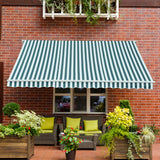 Polyester Manual Retractable Awning 295cm Wide x 250cm Depth With White Stripes - Velmora