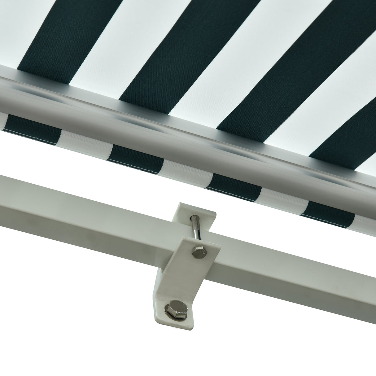Polyester Manual Retractable Awning 295cm Wide x 250cm Depth With White Stripes - Velmora