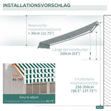Polyester Manual Retractable Awning 295cm Wide x 250cm Depth With White Stripes - Velmora