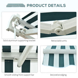 Polyester Manual Retractable Awning 295cm Wide x 250cm Depth With White Stripes - Velmora