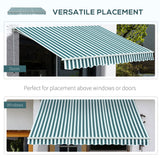 Polyester Manual Retractable Awning 295cm Wide x 250cm Depth With White Stripes - Velmora