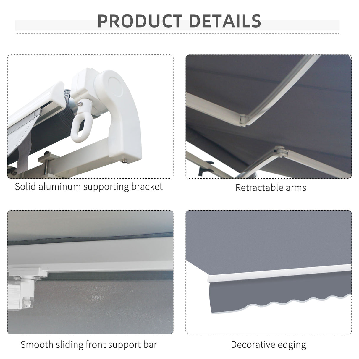Polyester Manual Retractable Awning 395cm Wide x 300cm Depth - Velmora