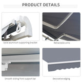 Polyester Manual Retractable Awning 395cm Wide x 300cm Depth - Velmora