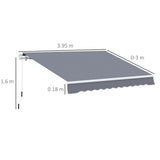 Polyester Manual Retractable Awning 395cm Wide x 300cm Depth - Velmora