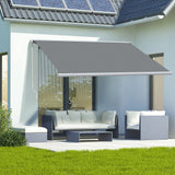 Polyester Manual Retractable Awning With LED Light 395cm Wide x 300cm Depth - Velmora