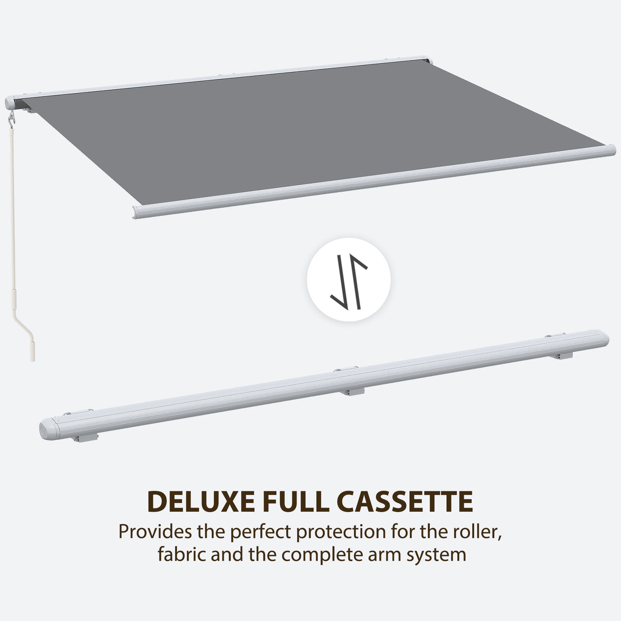 Polyester Manual Retractable Awning With LED Light 395cm Wide x 300cm Depth - Velmora
