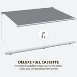 Polyester Manual Retractable Awning With LED Light 395cm Wide x 300cm Depth - Velmora