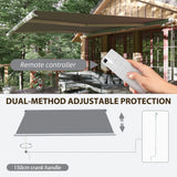 Polyester Manual Retractable Awning With LED Light 395cm Wide x 300cm Depth - Velmora