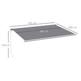 Polyester Manual Retractable Awning With LED Light 395cm Wide x 300cm Depth - Velmora