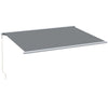Polyester Manual Retractable Awning With LED Light 395cm Wide x 300cm Depth - Velmora