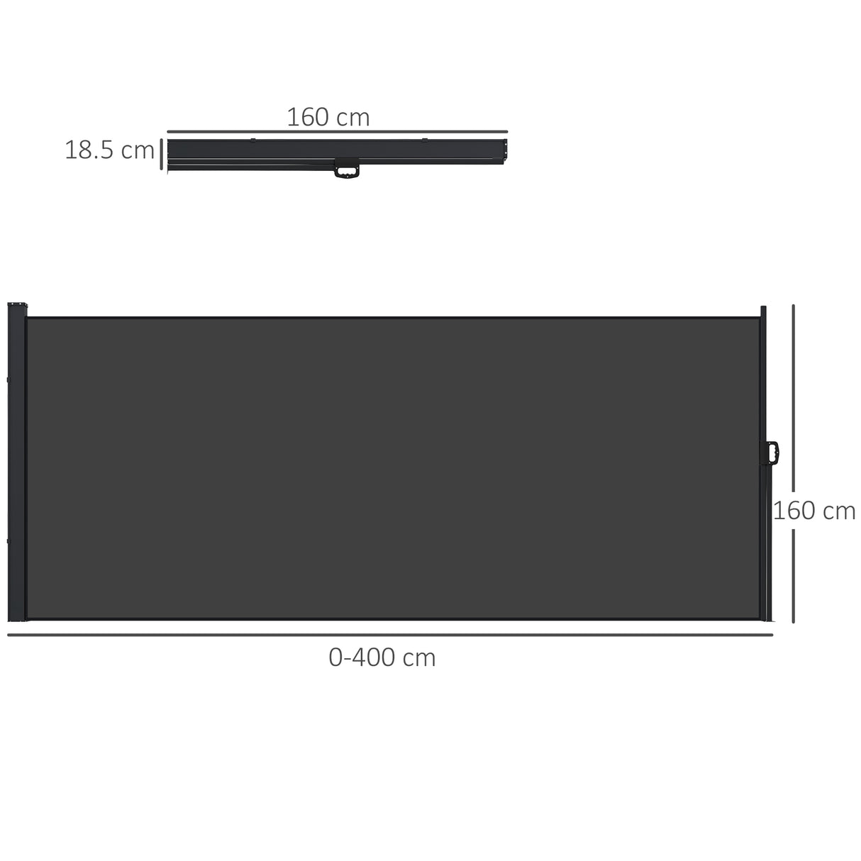 Polyester Retractable Side Awning 160cm High x 400cm Wide - Velmora