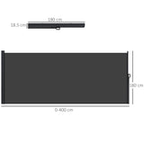 Polyester Retractable Side Awning 180cm High x 400cm Wide - Velmora