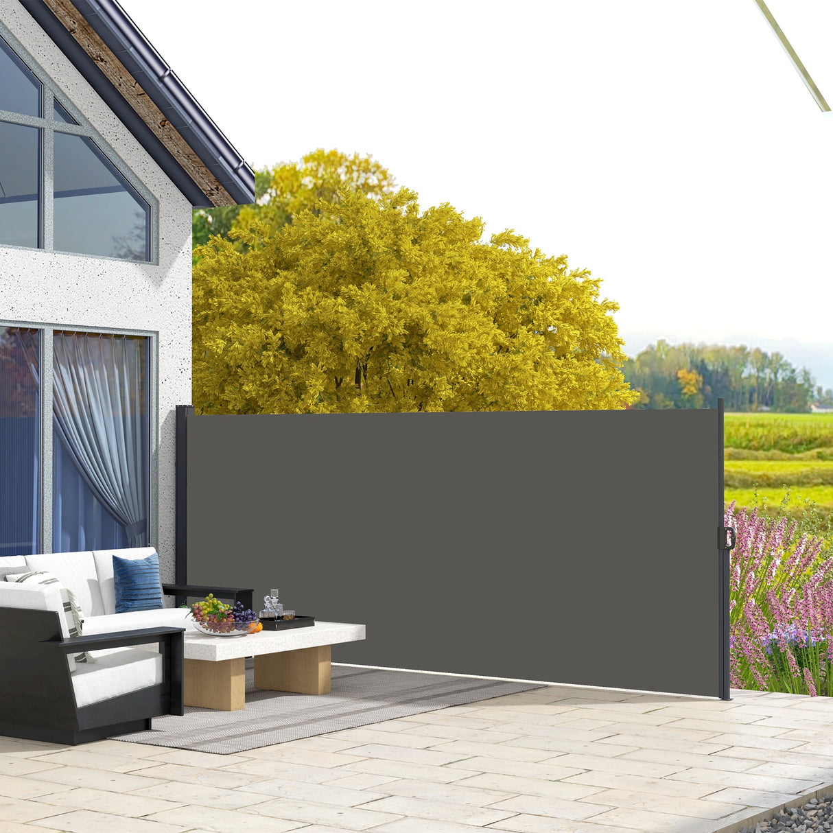 Polyester Retractable Side Awning 180cm High x 400cm Wide - Velmora