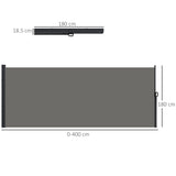 Polyester Retractable Side Awning 180cm High x 400cm Wide - Velmora