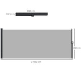 Polyester Retractable Side Awning 180cm High x 400cm Wide - Velmora