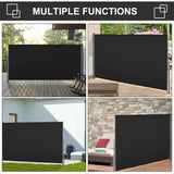 Polyester Retractable Sun Side Awning Screen Fence 160cm High x 300cm Wide - Velmora
