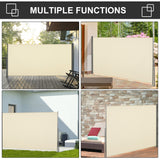 Polyester Retractable Sun Side Awning Screen Fence 160cm High x 300cm Wide - Velmora