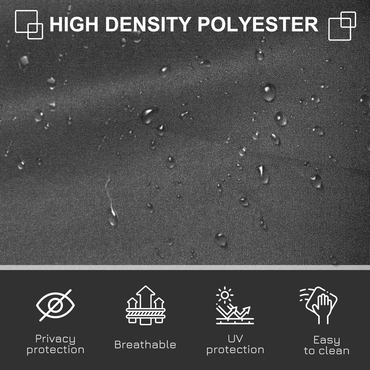 Polyester Retractable Sun Side Awning Screen Fence 160cm High x 300cm Wide - Velmora