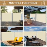 Polyester Retractable Sun Side Awning Screen Fence 180cm High x 300cm Wide - Velmora