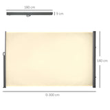 Polyester Retractable Sun Side Awning Screen Fence 180cm High x 300cm Wide - Velmora