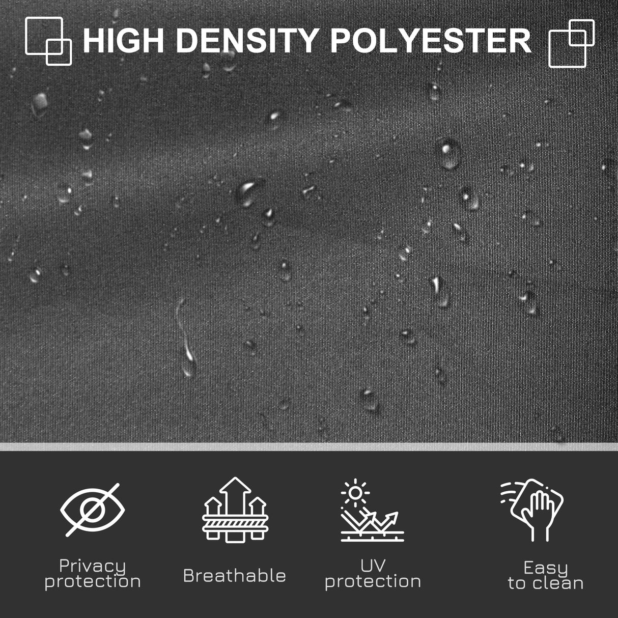 Polyester Retractable Sun Side Awning Screen Fence 180cm High x 300cm Wide - Velmora