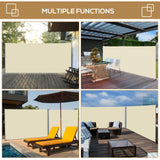 Polyester Retractable Sun Side Awning Screen Fence 200cm High x 300cm Wide - Velmora