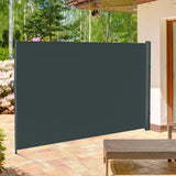 Polyester Retractable Sun Side Awning Screen Fence 200cm High x 300cm Wide - Velmora