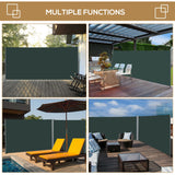 Polyester Retractable Sun Side Awning Screen Fence 200cm High x 300cm Wide - Velmora