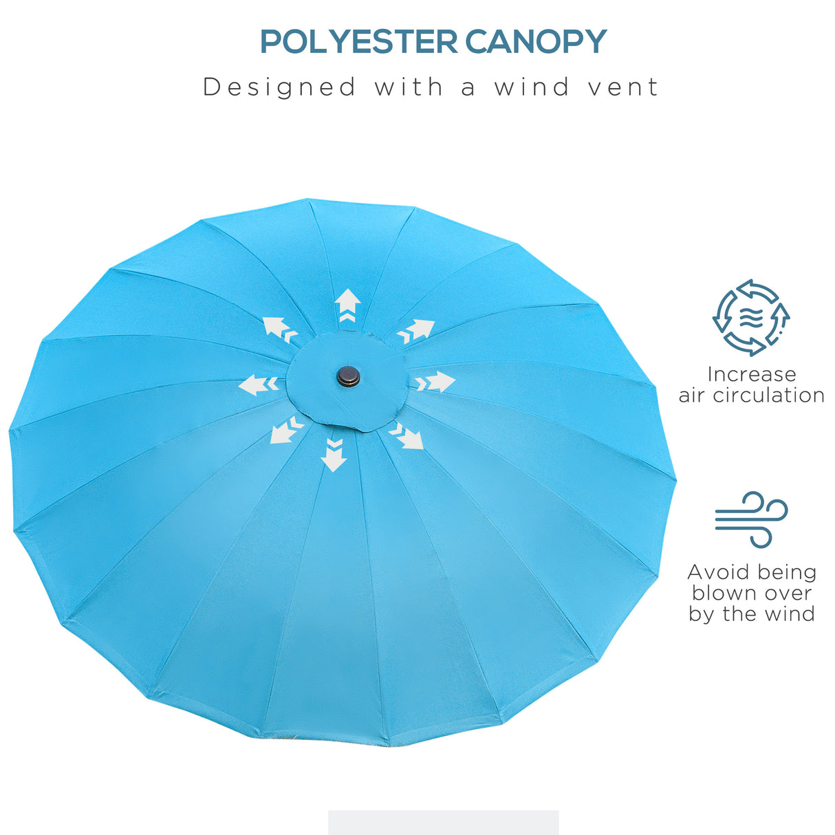 Polyester Shanghai Tilting Parasol Umbrella 250cm Diameter - Velmora